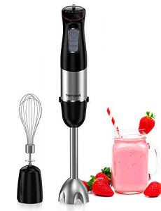 homgeek Immersion Hand Held Blender 500w 6-Speed, Stainless Steel Emulsion Blender with Egg Beater BPA Free for Hot Soup Sauces Juices Smoothies Puree Infant Food Black