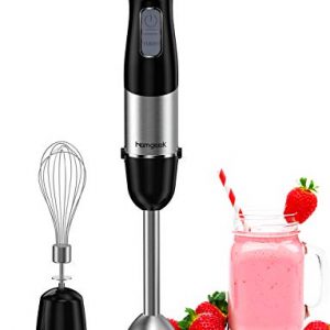 homgeek Immersion Hand Held Blender 500w 6-Speed, Stainless Steel Emulsion Blender with Egg Beater BPA Free for Hot Soup Sauces Juices Smoothies Puree Infant Food Black