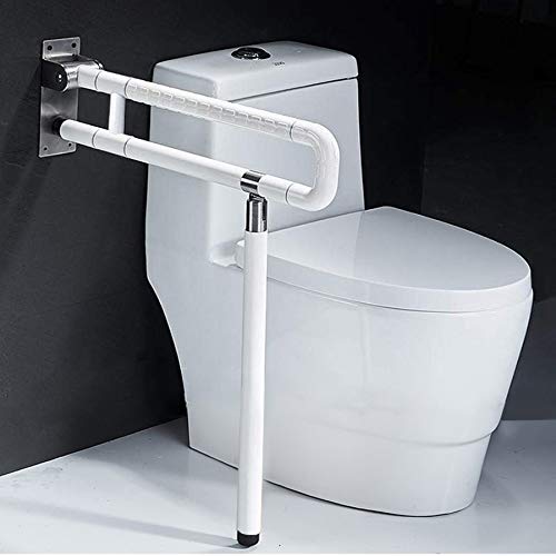Foldable Toilet Grab Bar 304 Stainless Steel Medical Safety Shower Handrails Anti Slip Bathroom Seat Support Bar Flip-Up Bathtub Grab Arm Bar Hand Grips for Disabled Elderly Handicap Pregnant(White)