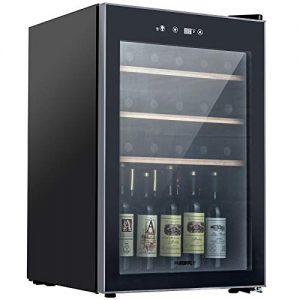 KUPPET Compressor 36 Bottle Wine Cooler, Counter Top Wine Cellar/Chiller, Wine Refrigerator Single Zone with Touch Control, Quiet Operation Fridge (Wooden shelf)