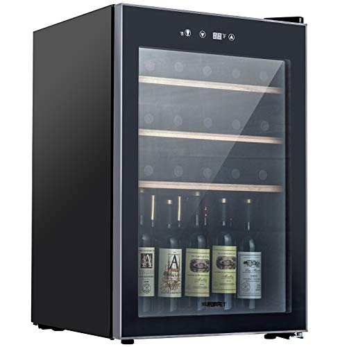 KUPPET Compressor 36 Bottle Wine Cooler, Counter Top Wine Cellar/Chiller, Wine Refrigerator Single Zone with Touch Control, Quiet Operation Fridge (Wooden shelf)