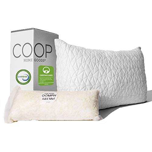 Coop Home Goods - Premium Adjustable Loft Pillow - Hypoallergenic Cross-Cut Memory Foam Fill - Lulltra Washable Cover from Bamboo Derived Rayon - CertiPUR-US/GREENGUARD Gold Certified - King