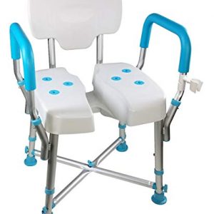 MedGear A-0273A DURA Hygienic Cutout Shower Chair with Back and Arm Rests Including Free Clip-on Shower Head Holder