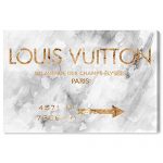 The Oliver Gal Artist Co. Fashion and Glam Wall Art Canvas Prints 'Parisian Road Sign' Home Décor, 24" x 16", Gray, Gold