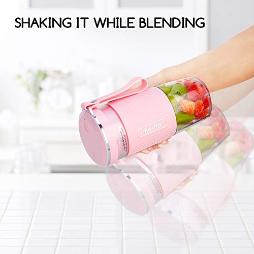 Portable Blender, Cordless Personal Blender Juicer, Mini Mixer Moveable Blender, Cordless Private Blender Juicer, Mini Mixer, Smoothies Maker Fruit Blender Bottle Cup With USB Rechargeable, BPA Free, 10ozfor House, Workplace, Sports activities, Journey, Outdoor, by Aeitto.