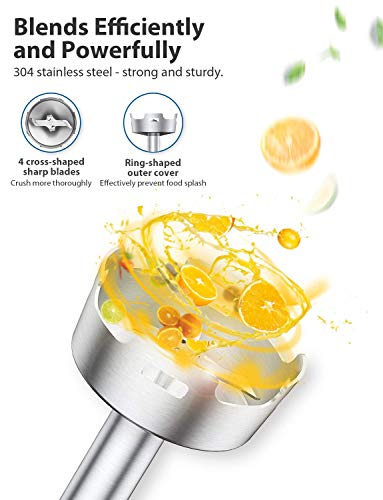 Elechomes 4-in-1 Hand Immersion Blender with 800W Powerful Motor Elechomes 4-in-1 Hand Immersion Blender with 800W Highly effective Motor, 304 Stainless Metal Stick Blender, Wealthy Equipment embrace Massive 800ml Mixing Beaker and Egg Whisk, 500ml Meals Chopper, Ergonomically Entrance Deal with for Straightforward Use &amp; Pace Management, BPA-Free.