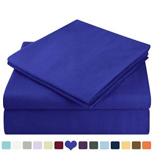 HOMEIDEAS Bed Sheets Set Extra Soft Brushed Microfiber 1800 Bedding Sheets - Deep Pocket, Wrinkle & Fade Free - 4 Piece(Queen,Royal Blue)