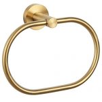 APLusee Bath Towel Ring Brushed Gold, 304 Stainless Steel Swivel Hand Towel Holder Dry Rack Near The Sink, Modern Bathroom Accessories