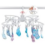 CONBOLA Foldable Laundry Drying Rack, Baby Clothes Clip Hangers with 26 Drying Clips, Butterfly Shape Plastic Laundry Clip and Drip Drying for Socks, Bras, Underwear, Lingerie, Sturdy (White)