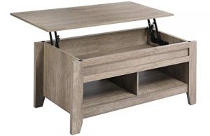 Yaheetech Lift Top Coffee Table with Hidden Storage Compartment & Lower Shelf, Lift Tabletop Dining Table for Living Room Office Reception, 19.2-24.2in H，Craftsman Oak
