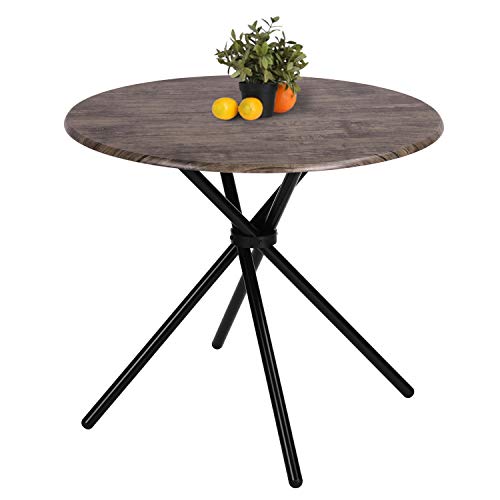 Kitchen Dining Table Industrial Brown Round Mid-Century Vintage Living Room Table Coffee/Bristro Table for Cafe/Bar,Easy-Assembly 31.4x31.4x29.5 Inches