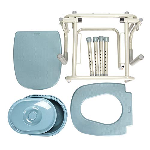OMECAL 450lbs Drop Arm Medical Bedside Commode Chair OMECAL 450lbs Drop Arm Medical Bedside Commode Chair, Homecare Toilet Seat with Safety Steel Frame, 8 Quart Capacity Pail, Adjustable Height Support Tool-Free Assembly.