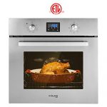 Single Wall Oven, GASLAND Chef ES609DS 24" Built-in Electric Ovens, 240V 2800W 2.3Cu.f 9 Cooking Functions Convection Wall Oven, Digital Display, Mechanical Knob Control, Stainless Steel Finish