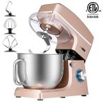 VIVOHOME 7.5 Quart Stand Mixer, 660W 6-Speed Tilt-Head Kitchen Electric Food Mixer with Beater, Dough Hook and Wire Whip, ETL Listed, Champagne