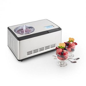 Klarstein Dolce Bacio Ice Cream Maker • Ice Cream Machine • Compression Cooling • Family Size • up to 67fl oz finished Gelato, Sorbet, Frozen Yogurt, Soft Ice • Timer • 180W • Stainless Steel • Silver