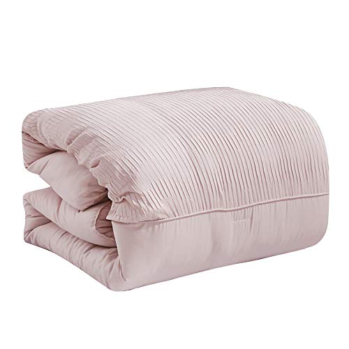 Sapphire Home Luxury 7 Piece Full/Queen Comforter Set Sapphire Residence Luxurious 7 Piece Full/Queen Comforter Set with Shams Cushions, Trendy Strong Pink Coral Sample, Mattress Cowl Mattress in a Bag, (21886, Queen, Pink)