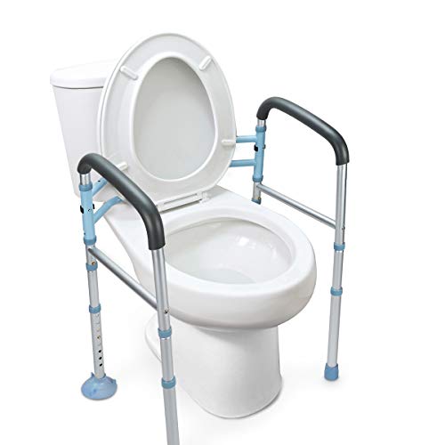 OasisSpace Stand Alone Toilet Safety Rail - Heavy Duty OasisSpace Stand Alone Toilet Safety Rail - Heavy Duty Medical Toilet Safety Frame for Elderly, Handicap and Disabled - Adjustable Bathroom Toilet Handrails Grab Bar, Fit Any Toilet.