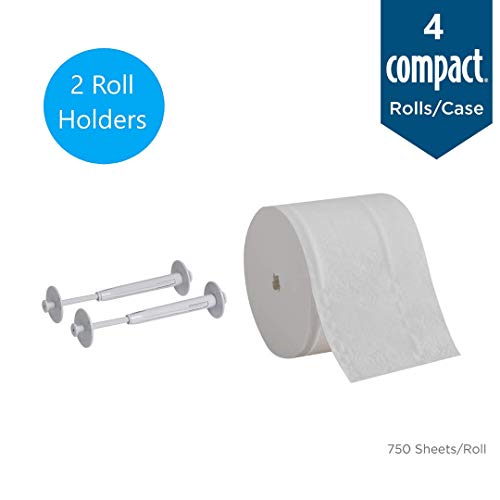 Compact Angel Soft Toilet Paper Holder Starter Kit by GP PRO (Georgia-Pacific), 50015, Includes 2 Gray Holders (50012) & 4 Compact Angel Soft Rolls (19371)