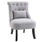 HOMCOM Accent Chair with Upholstered Fabric, Solid Wood Legs and Pillow, Perfect for The Living Room or Bedroom, Grey