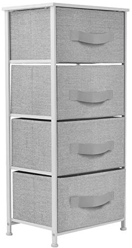 Sorbus Dresser with 4 Drawers - Tall Storage Tower Unit Organizer Sorbus Dresser with Four Drawers - Tall Storage Tower Unit Organizer for Bed room, Hallway, Closet, School Dorm - Chest Drawer for Garments, Metal Body, Wooden Prime, Straightforward Pull Material Bins (White/Grey).