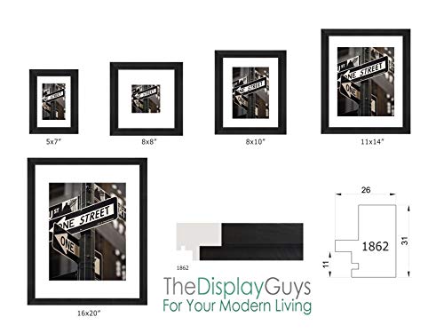 The Display Guys~ Luxury Made Affordable! The Show Guys~ Luxurious Made Reasonably priced! 11”x14” Tempered Glass Photograph Body in Onyx Walnut Wooden End Ridge Molding Elegant and Modern.