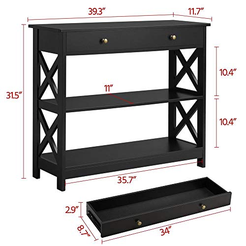 Topeakmart X Design Console Table with 1 Drawer and 2 Open Shelves Narrow Sofa Package deal Dimensions: 39.Three x 11.eight x 31.5 inches