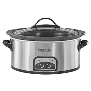 Crock Pot Smart Pot Slow Cooker with Easy to Clean Stoneware | Programmable Crock Pot | 6 quart | Stainless Steel