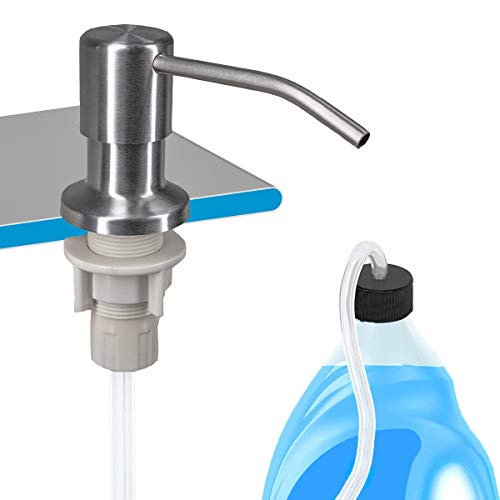 Soap Dispenser for Kitchen Sink and Tube Kit(Brushed Nickel),47" Tube Connects Directly To Soap Bottle, No More Refills