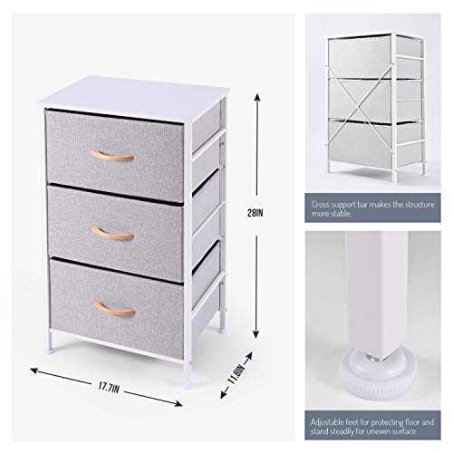 ROMOON Nightstand Chest with 3 Fabric Drawers, Bedside Furniture Package deal Dimensions: 17.7 x 11.Eight x 28.Zero inches