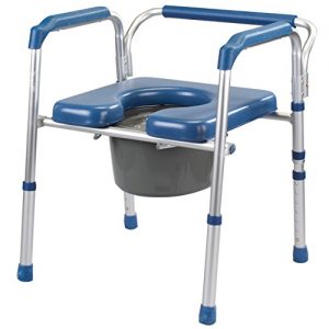 Easy Comforts Folding Commode with Padded Seat, Portable Toilet and Bedside Commode Chair