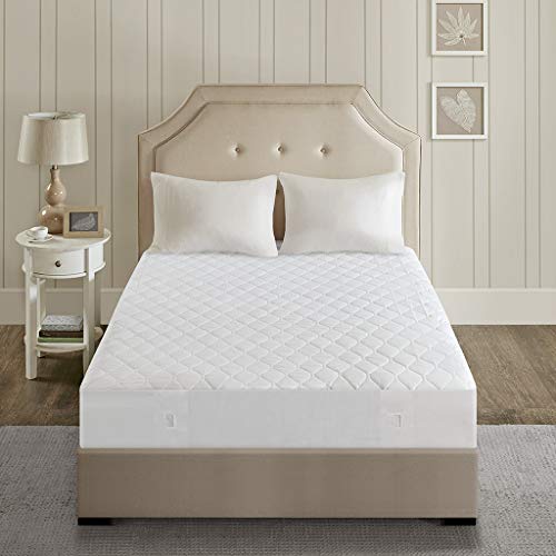 Beautyrest - Cotton Blend Heated Mattress Pad Twin XL Size – Secure Comfort Technology – Luxury Quilted Electric Mattress Pad with Deep Pocket - White - 5-Setting Heat Controller - 5 Years Warranty