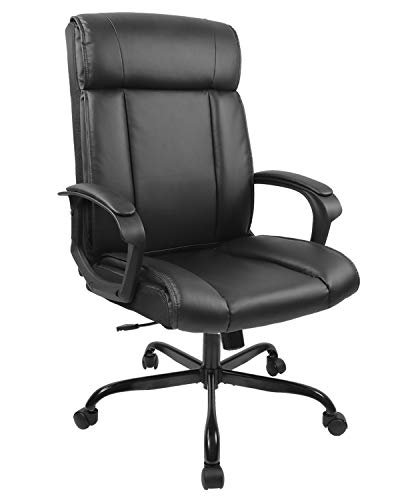 SMUGDESK PU Leather Ergonomic Desk Adjustable Task High-Back Executive Swivel Computer Chair with Armrests Headrest and Lumbar Support for Office Conference Home, Black