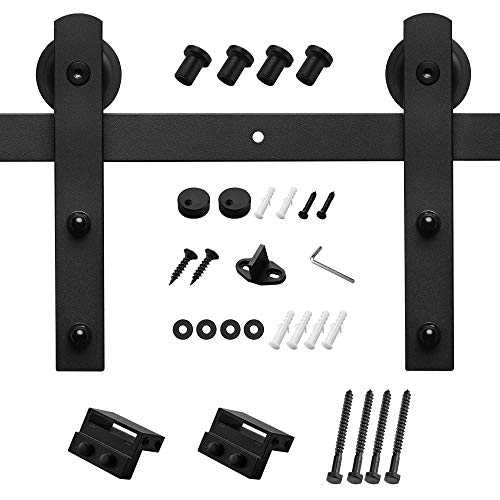 5ft Heavy Duty Sliding Barn Door Hardware Kit - Sturdy, Stylish, and Easy to Install - Ideal for Space-Saving American Style Home Decor 5ft Heavy Duty Sliding Barn Door Hardware Kit, I can attest to its exceptional utility and stylish design. The classic American barn door style not only enhances the overall look of any space but also provides an affordable solution for home decoration. The durability of the high-quality carbon steel construction ensures a long-lasting and safe experience, making it suitable for doors with a thickness of 1 3/8 - 1 3/4". The easy assembly and disassembly process, coupled with the included professional installation instructions, saved me valuable time and effort. This kit is a must-have for anyone seeking to add a touch of elegance and functionality to their home.