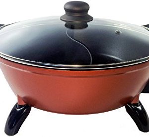 Deluxe Electric Shabu Shabu Hot Pot Electric Mongolian Hot Pot Cooker with Non-stick Divided Pot & Lid