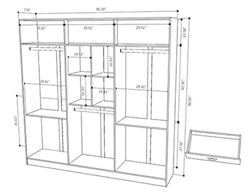 Manhattan Comfort Eldrige Collection 6 Door Freestanding Wardrobe Closet Bundle Dimensions: 90.5 x 90.7 x 19.zero inches