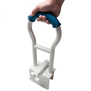 PCP Bathtub Safety Rail with Sure-Grip, White/Blue, 19 inch