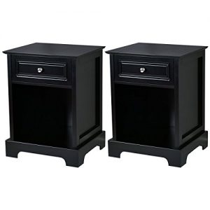 Giantex Set of 2 Nightstand W/Drawer Open Shelf for Home Bedroom Furniture Chest Sofa Side Bedside Storage End Table (Black)