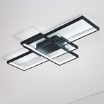 3-Light Acrylic Modern Ceiling Light for Livingroom Bedroom Kitchen Room Led Circle 3 Square Black Color Finish 3500K 4500K 6000K (Dimmable Version with Remote)