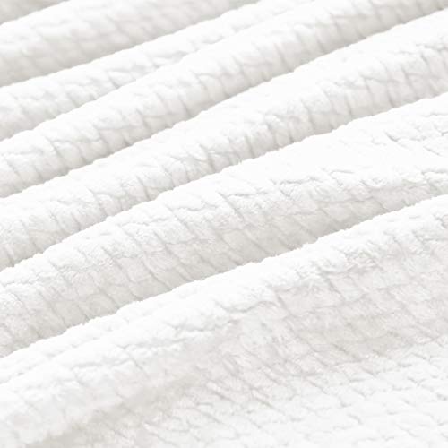 Kingole Flannel Fleece Luxury Throw Blanket Kingole Flannel Fleece Luxurious Throw Blanket, Cream White Queen Measurement Jacquard Weave Sample Cozy Sofa/Mattress Tremendous Smooth and Heat Plush Microfiber 350GSM (90 x 90 inches).
