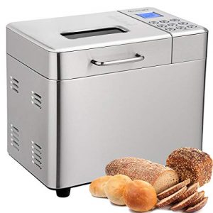 COSTWAY 2LB Bread Maker, 15 Programmable Multifunctional Bread Machine with 15 Programs,Automatic 15 Hours Delay Timer, 3 Loaf Sizes, 3 Crust Colors, 1 Hour Keep Warm (15 Programs 600W)