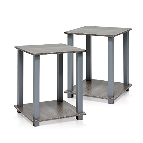 Furinno Simplistic End Table, French Oak Grey/Grey