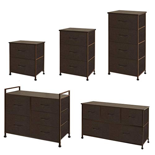 WLIVE Dresser with 5 Drawers, Fabric Storage Tower WLIVE Dresser with 5 Drawers, Material Storage Tower, Organizer Unit for Bed room, Hallway, Entryway, Closets, Sturdy Metal Body, Wooden Prime, Straightforward Pull Deal with.
