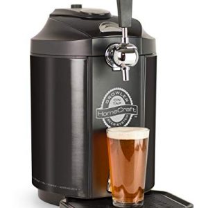 Homecraft Black Stainless Steel Easy-Dispensing Tap Mini Kegerator Cooling System, Includes Reusable Growler, CO2 Cartridges, Removable Drip Tray & Cleaning Kit, Beer Fresh For 30 Days, 5-liter