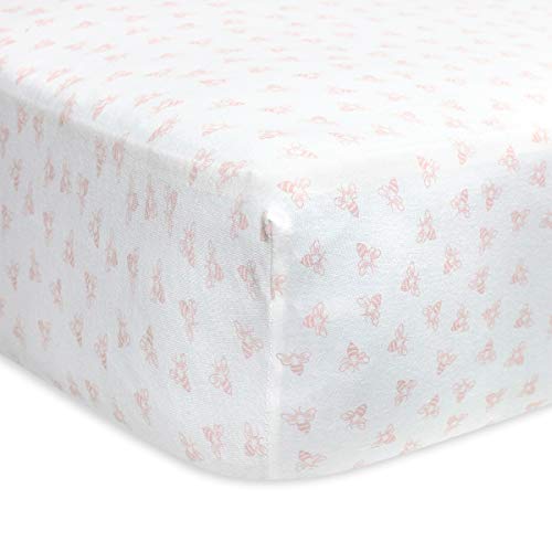 Burt's Bees Baby - Fitted Crib Sheet, Girls & Unisex 100% Organic Cotton Crib Sheet for Standard Crib and Toddler Mattresses (Blossom Pink Honeybee Print)