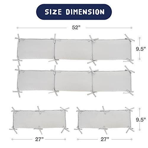 EXQ Home 4-Piece Baby Safe Crib Bumper Pads for Standard Cribs EXQ Home 4-Piece Baby Safe Crib Bumper Pads for Standard Cribs,Breathable Soft Microfiber Polyester Crib Liner Thick Pad,Machine Washable Mesh Bumpers Padded Protector for Nursery Bed(Silver Grey).