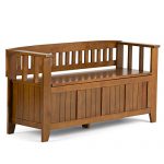 Simpli Home Acadian Solid Wood 48 inch Wide Rustic Entryway Storage Bench in Light Avalon Brown