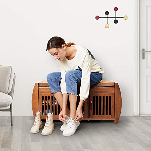 Bamboo Shoe rack and Shoe Bench and Shoe Cabinet Storage Benches Bamboo Shoe rack &amp; Shoe Bench &amp; Shoe Cabinet Storage Benches, Entryway Storage Organizer, Hallway Bathroom Living Room Corridor and Garden，Detachable Cushion with Hidden storage compartment.