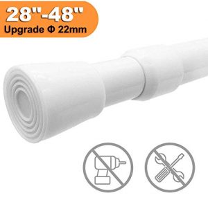 XIQIYY Spring Tension Curtain Rod 28 to 48 inches,Heavy Duty Tensions Rod Shower Tension Rods for Curtains,Kitchen, Bathroom, Cupboard, Wardrobe, Window(White)