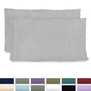 Cosy House Collection Luxury Bamboo King Size Pillow Cases - Silver Pillowcase Set of 2 - Ultra Soft & Cool Hypoallergenic Natural Bamboo Blend Cover - Resists Stains, Wrinkles, Dust Mites