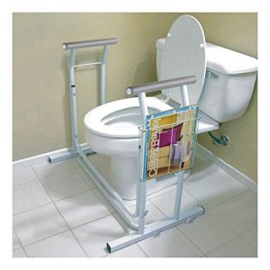 Stand Alone Toilet Safety Frame Rail Bar 375lbs Padded Handrail w/Magazine Rack